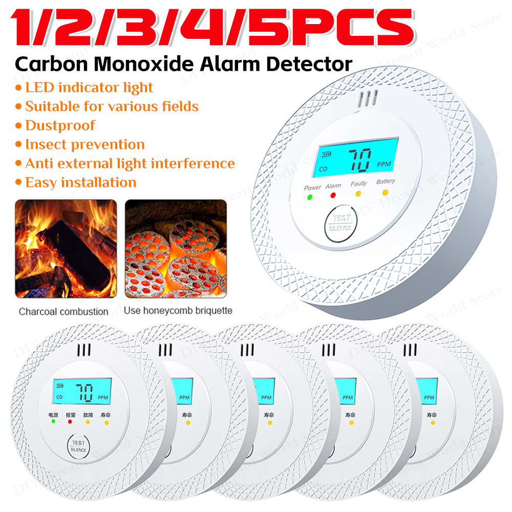 1-5PCS Carbon Monoxide Alarm D - Smoke Detector Interconnected avis et prix