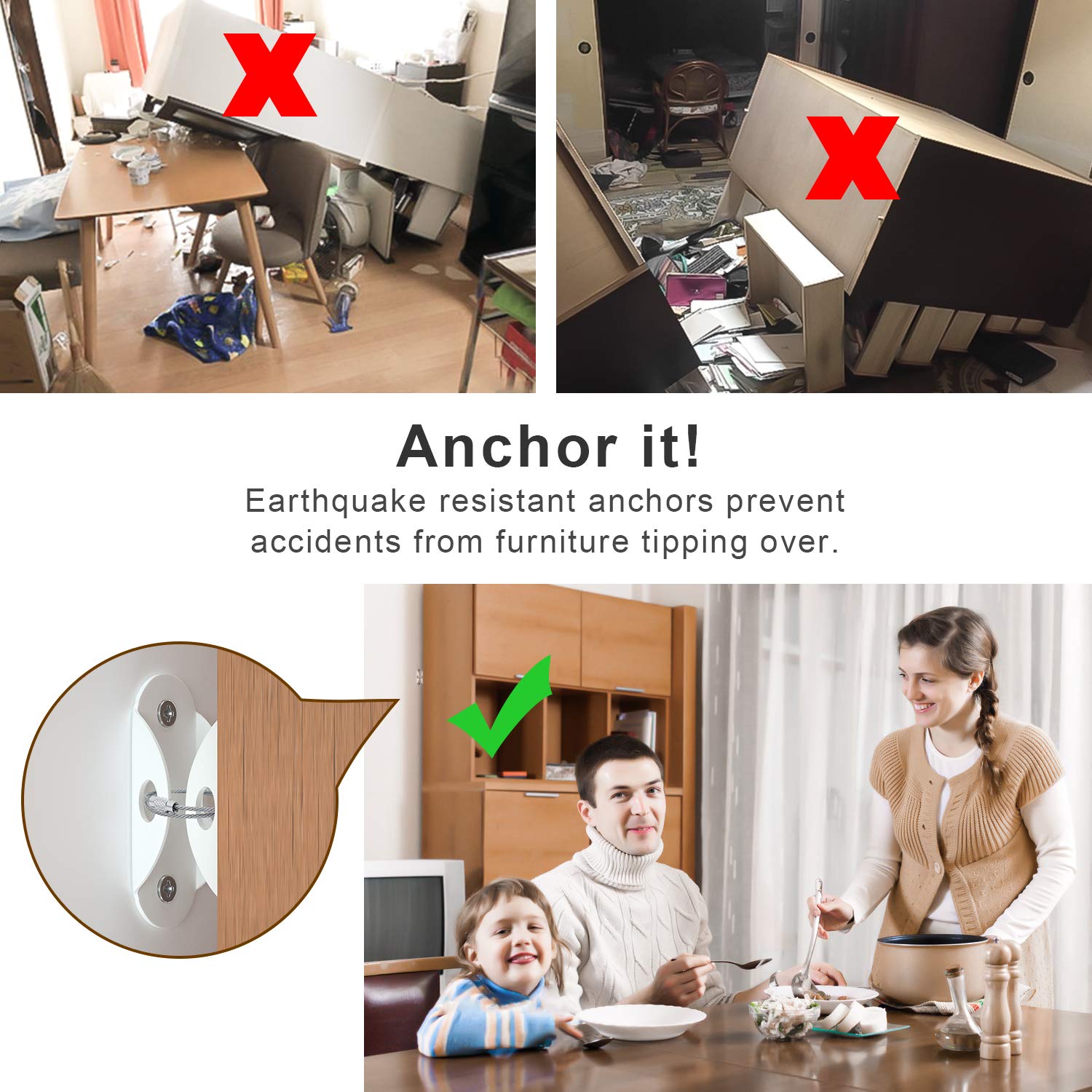 6 Set Furniture Wall Anchors A - Earthquake Anchor Strap avis et prix